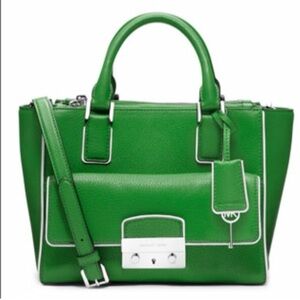 Michael Kors Audrey Satchel Handbag Kerry Green 10X 8"